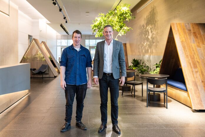 UK minister visits Anthropic in San Francisco Two men standing in the lobby of Anthropic's San Francisco office during a UK government visit