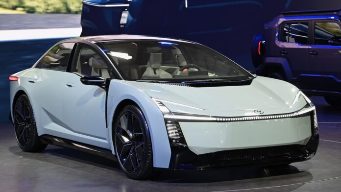 Toyota Corolla Concept sedan shown in 2025 (cropped)