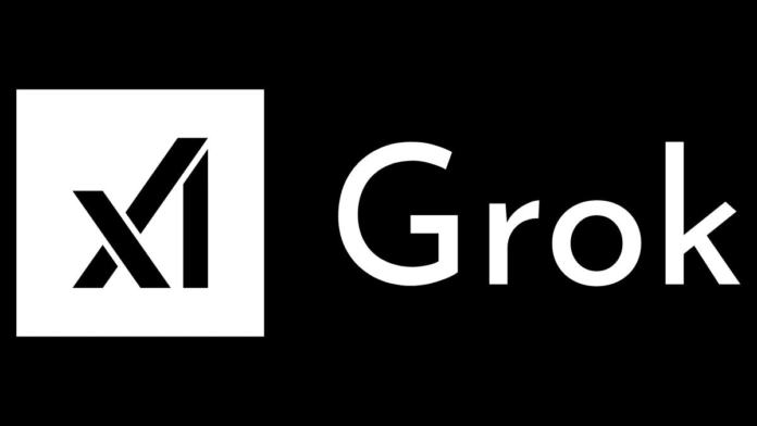 Grok and xAI logo in white on a black background